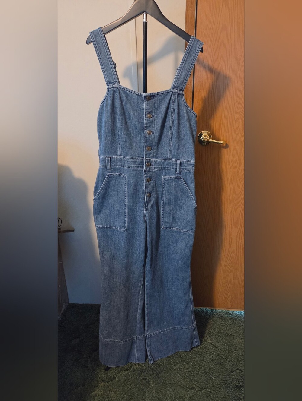 aerie Denim Bootcut Overalls in Blue